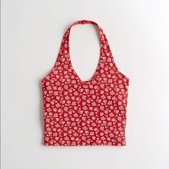 🎄 Hollister halter top M red/white floral NWT - Picture 5 of 8